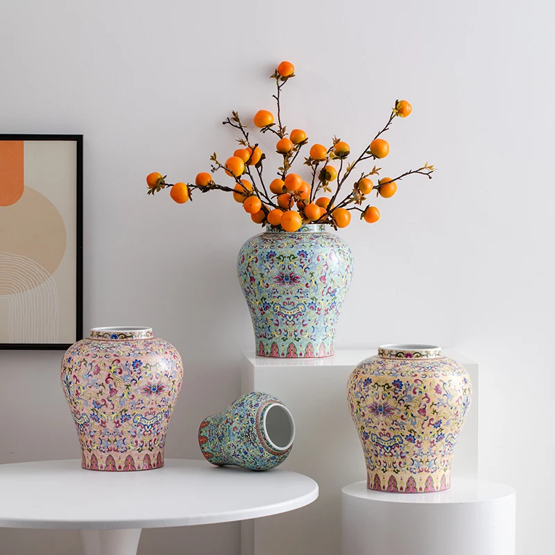 

Chinese blue-and-white porcelain vintage ceramic vase decorative item for living room flower arrangement, light luxury, high-end