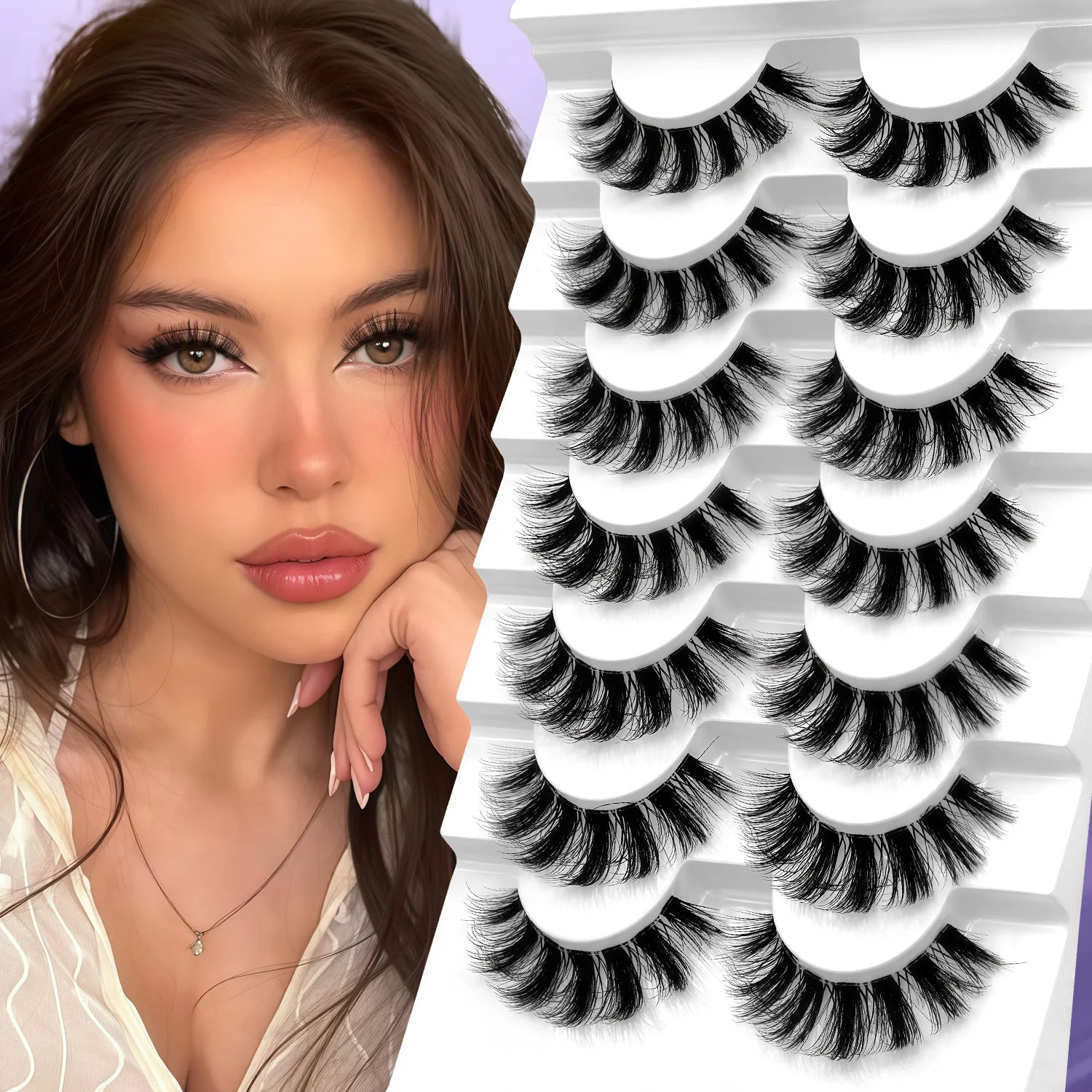 Lasvirey رقيق رموش سميكة 8D رقيق حجم القط رموش دراماتيكية كامل قطاع المنك جلدة واضح الفرقة الرموش الصناعية ماكياج #3