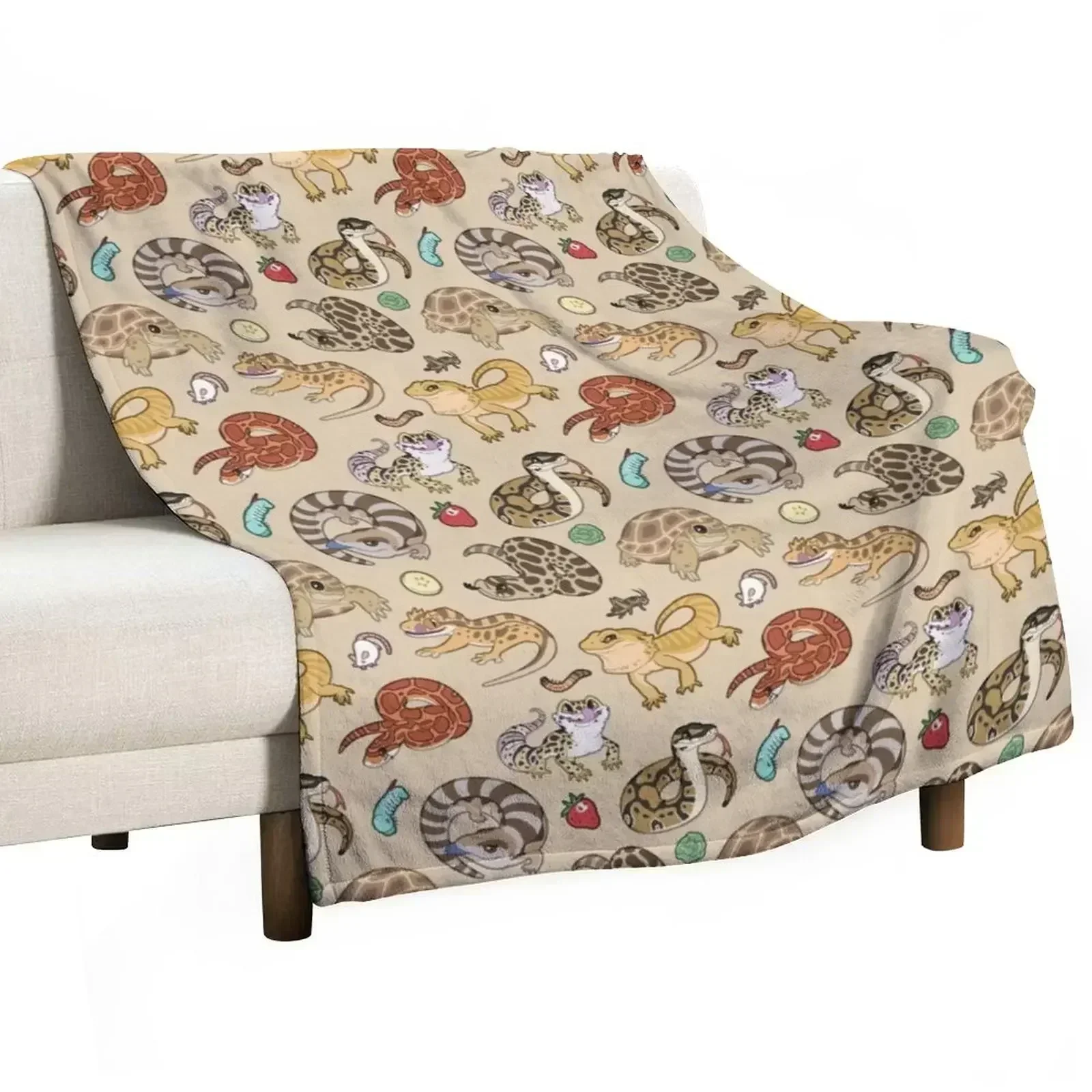 Reptile Pets Pattern - Sand Throw Blanket warm winter Picnic christmas gifts for winter Hair Flannel Blankets