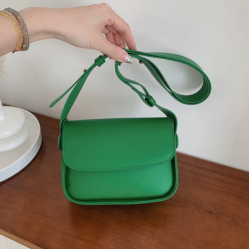 

Women Messenger Bags Small Square Leather Hand Crossbody Bag Solid Color Flap Pocket Daily Purse for Lady Satchel