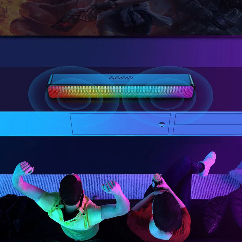 RGB Wireless Speaker Bluetooth-Compatible Desktop Speaker USB Powered Computer Speaker with Subwoofer High Volume for PC Laptop
