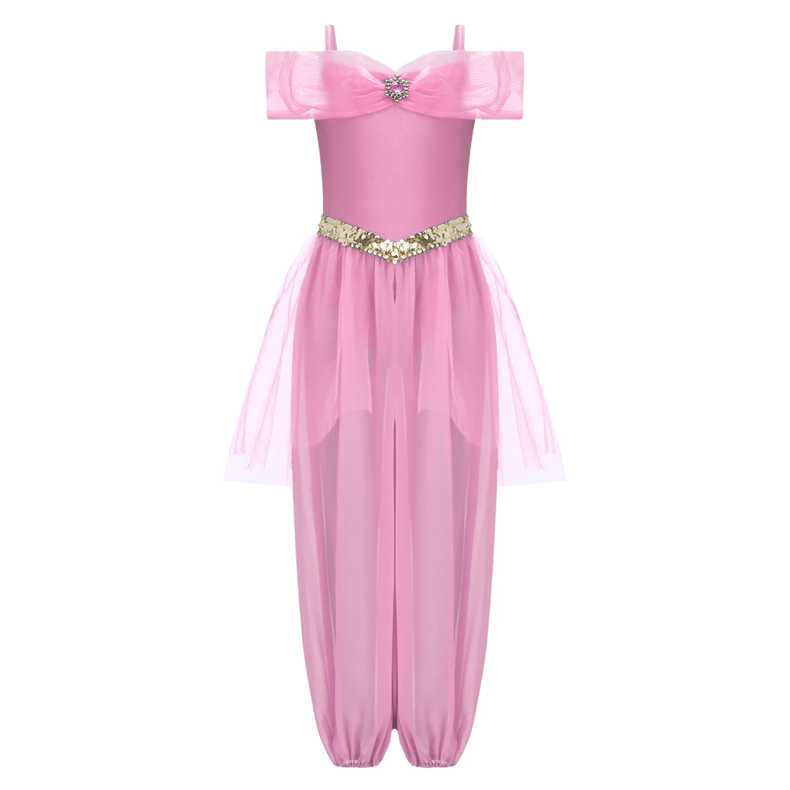 Children's Jumpsuit Girl's Arabian Princess Costume Fancy Dress Role Play Arab Outfit School Show Stage Performance Dancewear