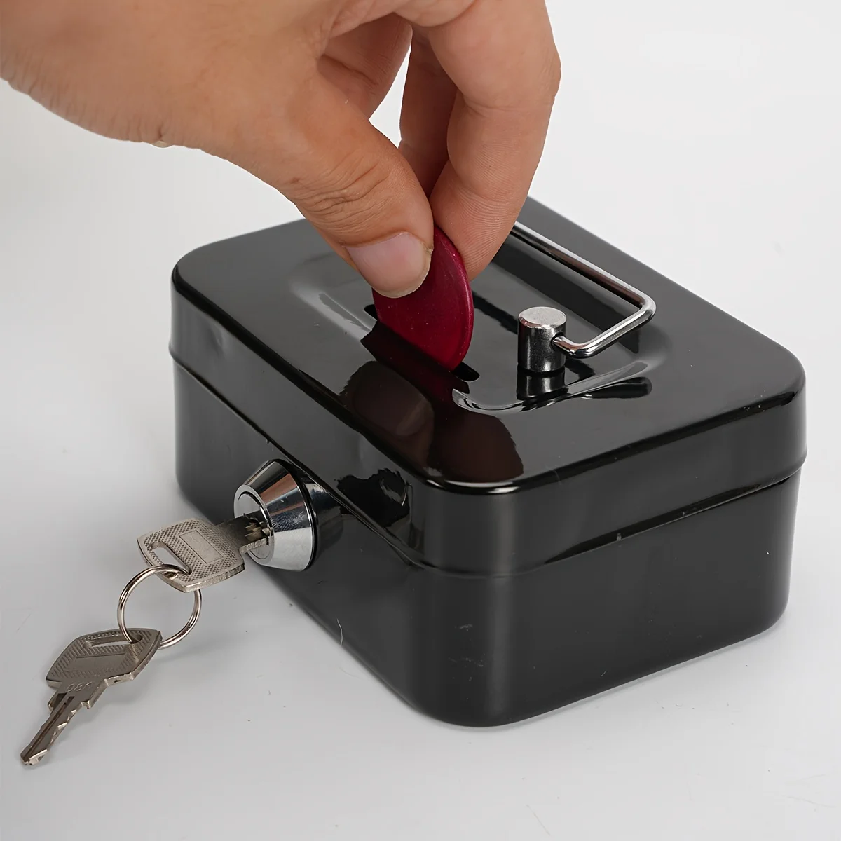1-teiliger Geldsafe, abschließbare Geldkassette mit Schlüssel, tragbare Sparschwein, kleine Sicherheitsschließbox, stabile Münzboxen