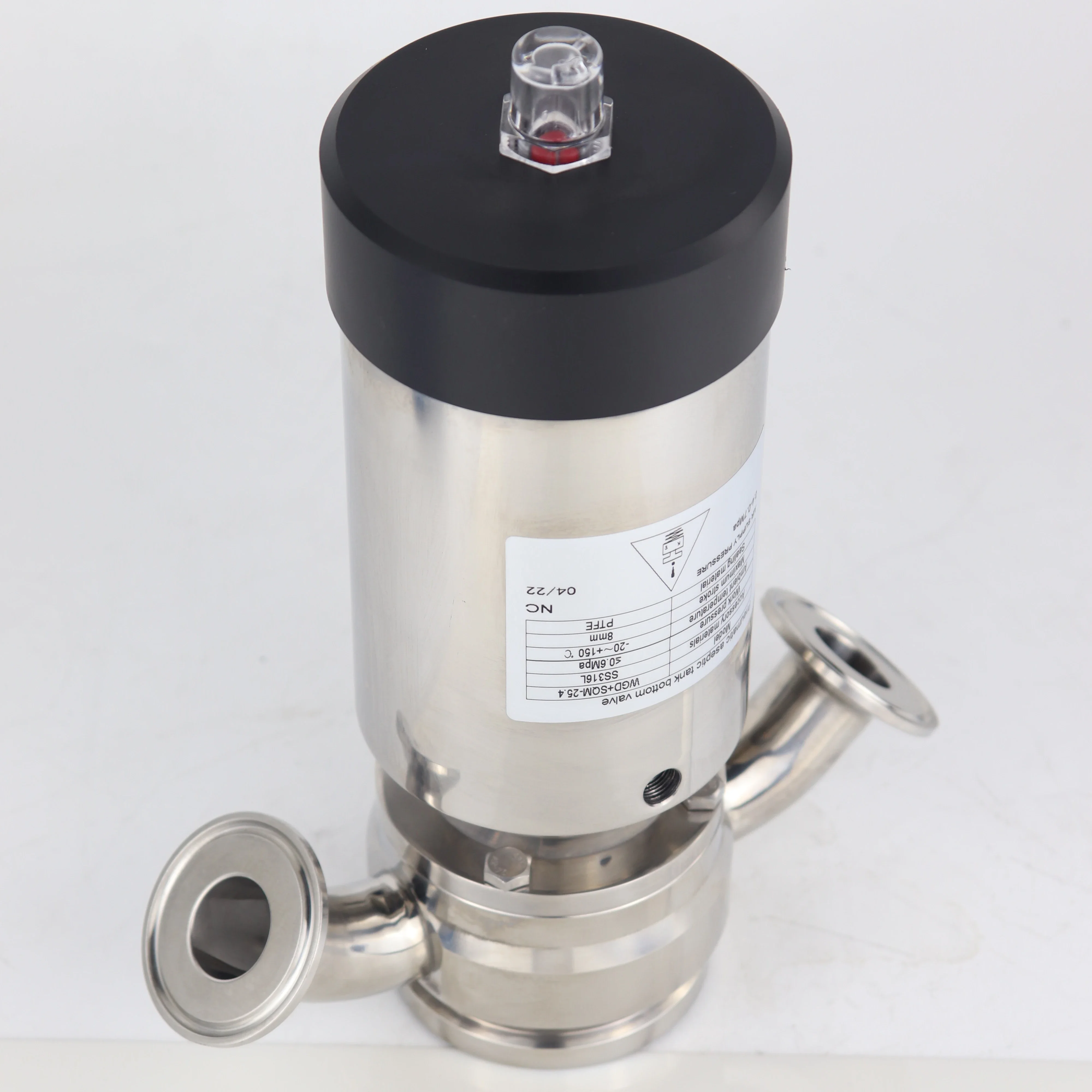 Sanitary Stainless steel Pneumatic Elbow Tank Bottom Valve Sanitary Seat Valve Discharge Tank Bottom Valve