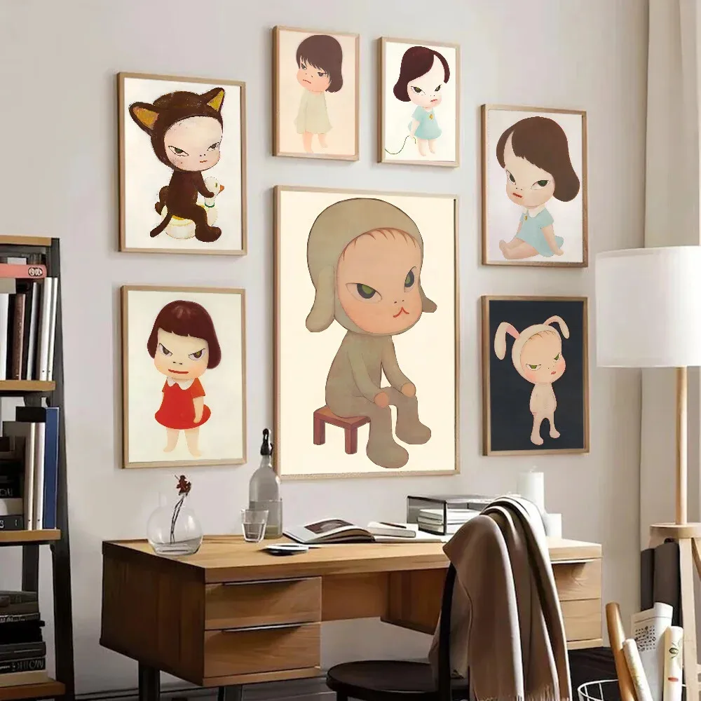 Nara Mitoshi Art Cartoon Canvas Poster Retro Japanese Room Bar Cafe Aesthetic Wall Art Prints for Modern Living Room Home Decor