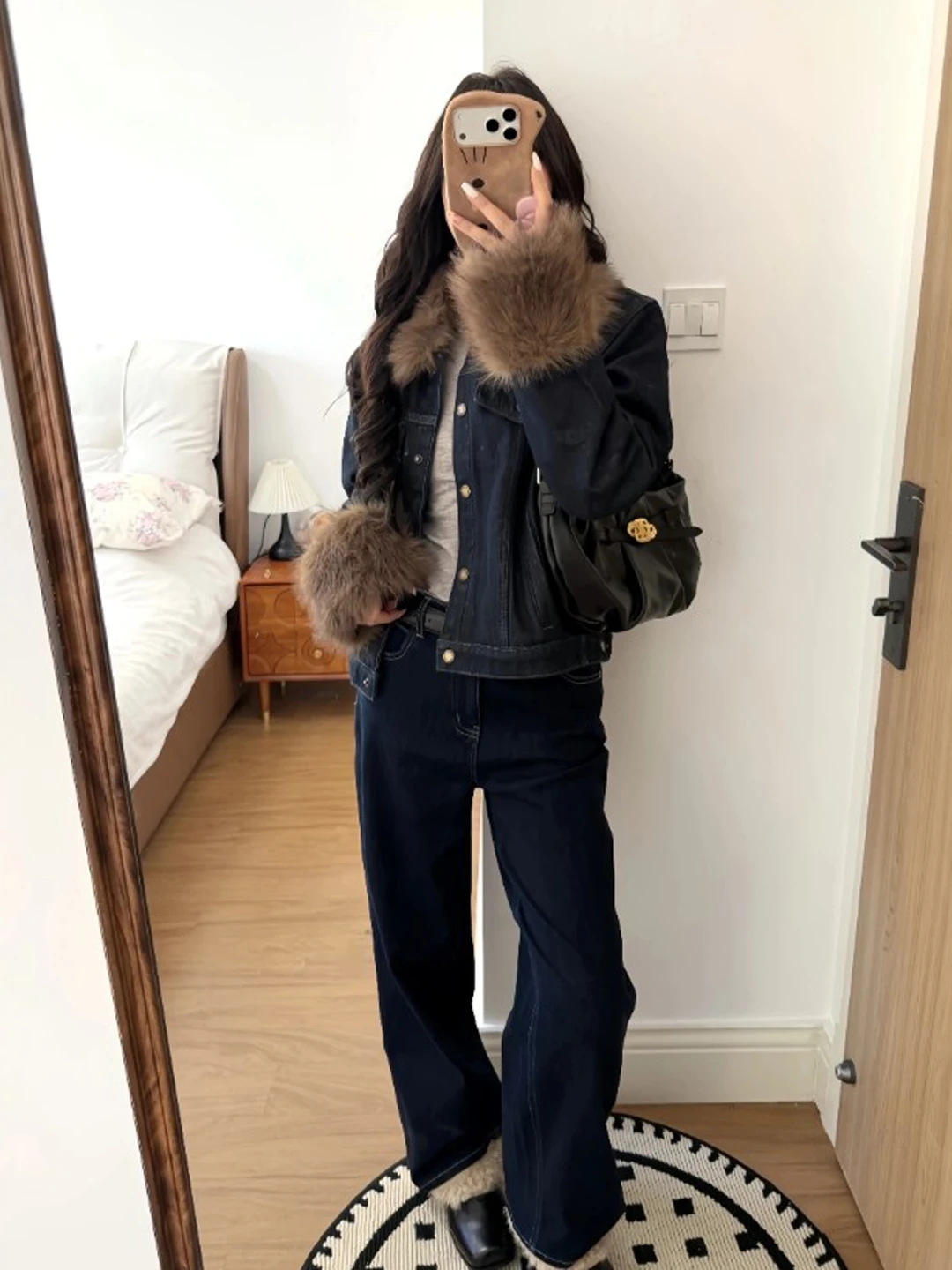 

Корейская утепленная джинсовая куртка в корейском стиле, модная, индивидуальная, весна 2026, женская одежда, с прямым подолом, на пуговицах