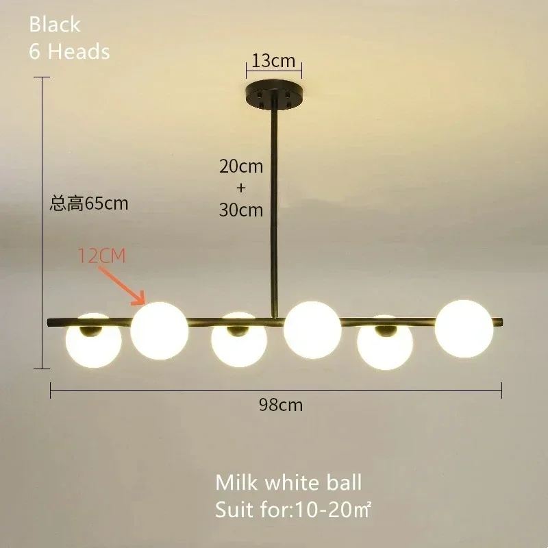 

Modern 5 Heads Magic Bean Glass Chandelier For Dining Kitchen Island Loft House Lighting Fixtures Decor Golden Lamp Body