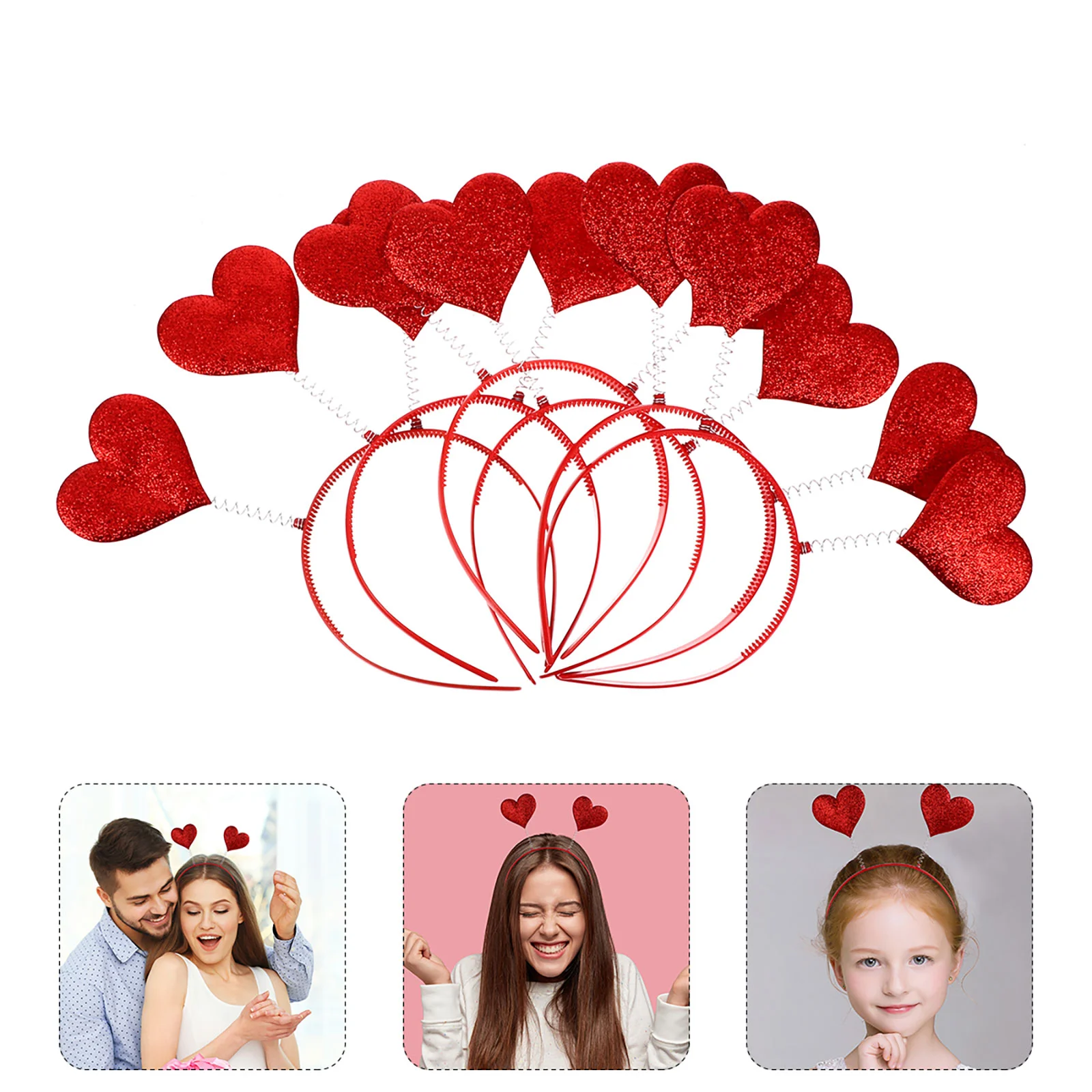 6 pezzi di fascia per capelli con cuore da sposa Miss Bead Hole Punch Decor Cerchietto per capelli decorativo intero in resina