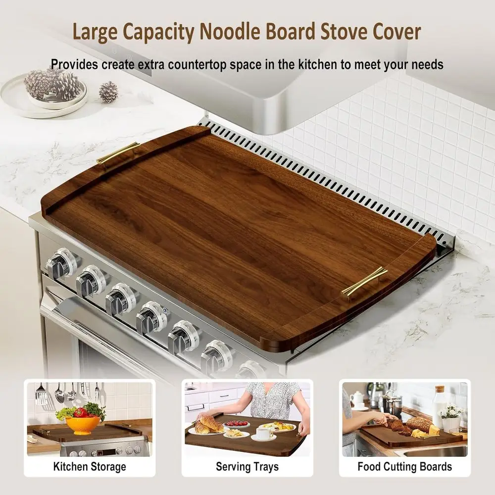 Noodle Board Stove Cover - Stove Top Covers with Handles or Gas Electric Stove - Wooden Range Covers Protector or Stovetop Sink