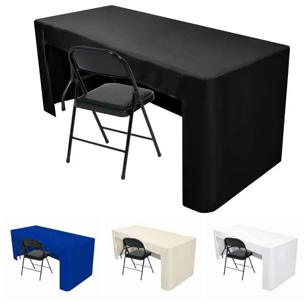Dustproof 6FT Stretch Tablecloth Spandex Solid Color Table Cover Practical Polyester Rectangular Table Skirts Banquet