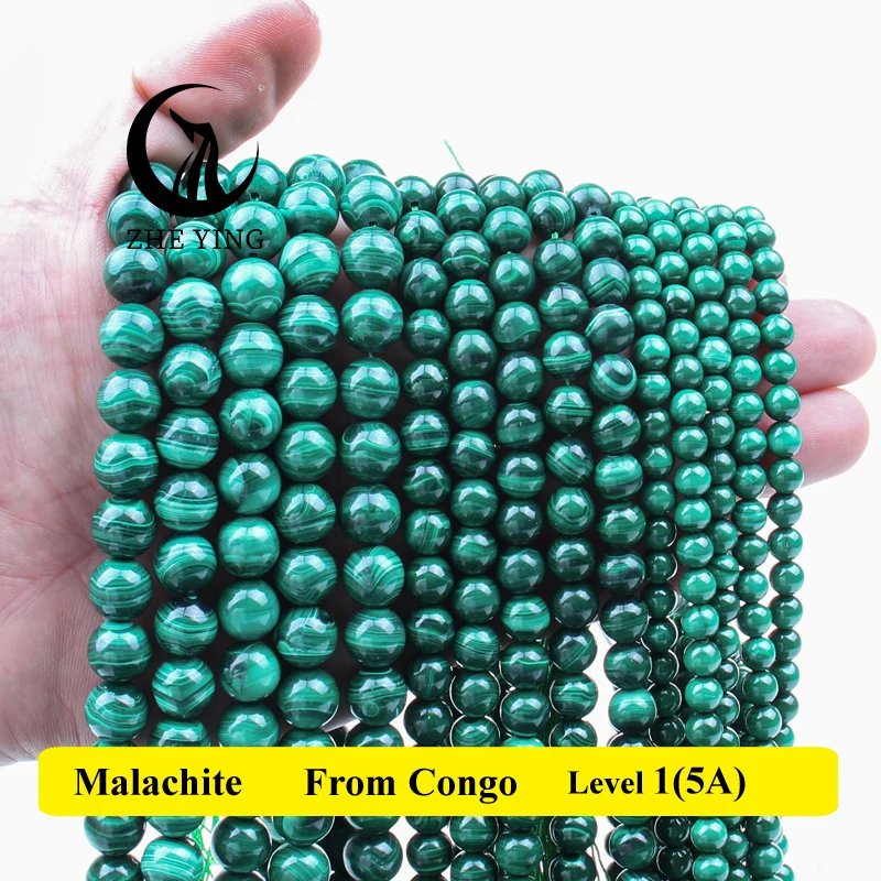 TOP Quality 100% 5A Natural Congo Malachite Stone Beads For Jewelry Making DIY Bracelet Necklace Accessories 15\'\'