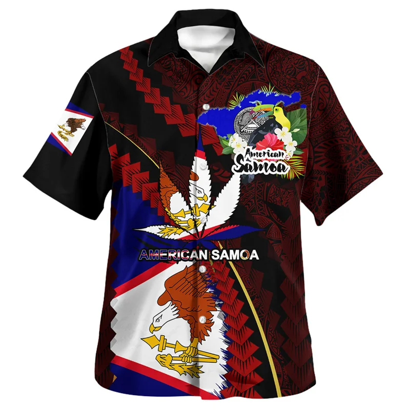 Fashion Summer 3D Polynesian Samoa Flag Print Shirts For Men Samoa National Emblem Graphic Shirts & Blouses Vintage Women Shirts