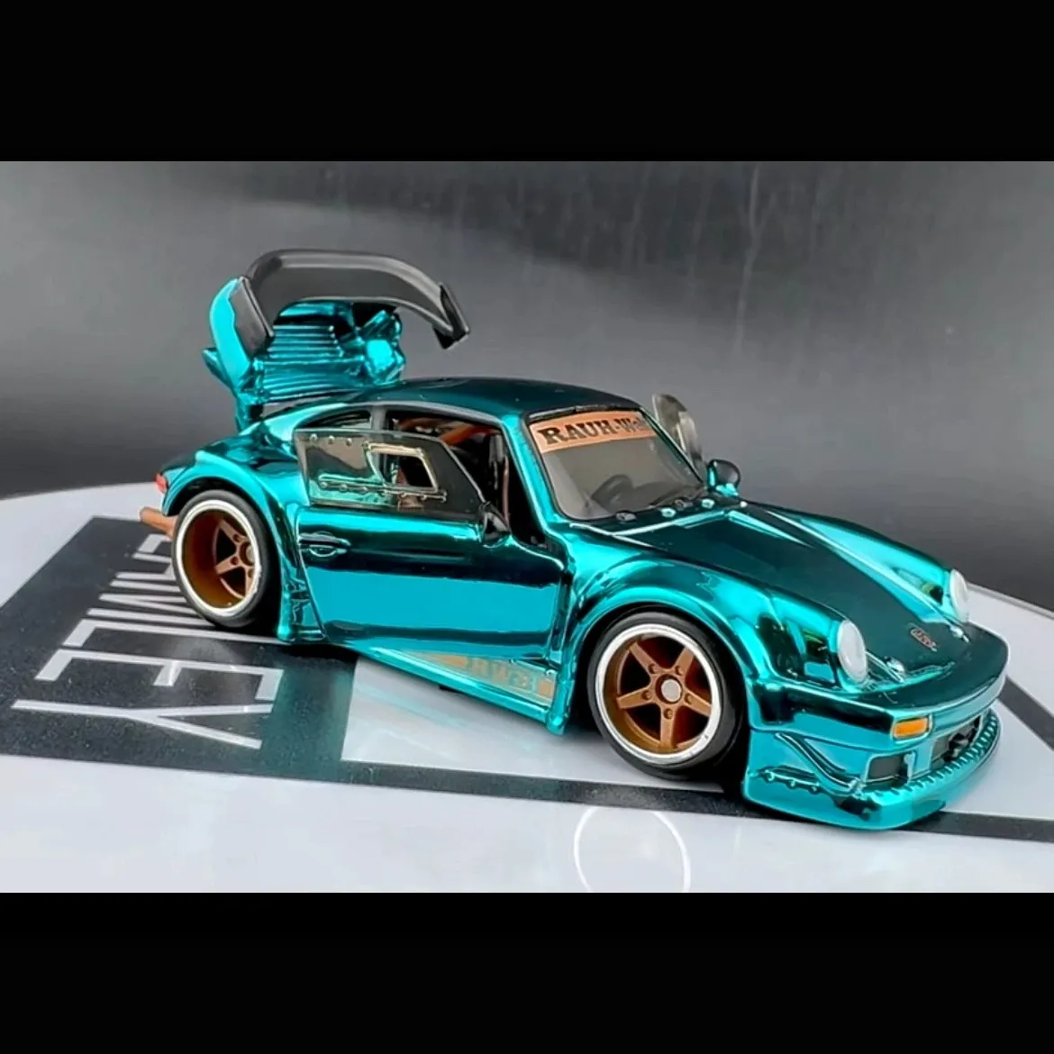 Hot Wheels RLC 1/64 Porsche RWB 930 Triple Open Body Nakai Kei Style Redline Electroplated Finish JDM Diecast Collectible Car view 3