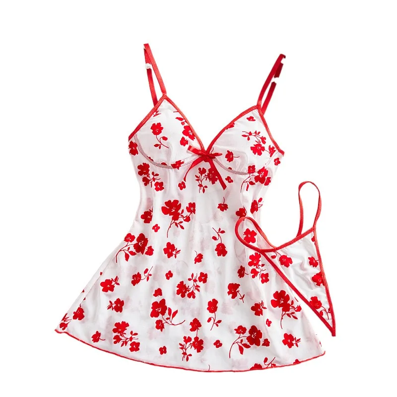 

Sexy lingerie sets Stamp Mash Nightgown Sheer dress Slip dress Backless Romantic date 18XXX Baby doll lingerie Erotic lingerie