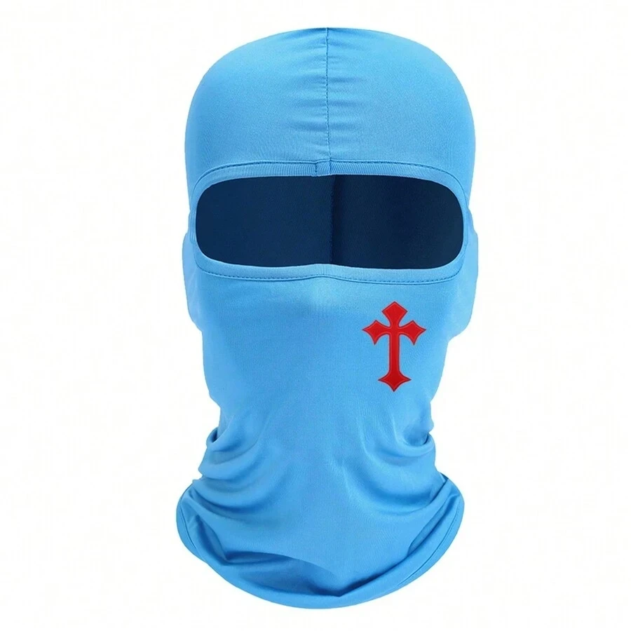 1pc Cross Printed UV Protection Breathable Mask Hood Balaclava Hat Windproof for Men and Women Outdoor Riding Sunscreen Sun Hat