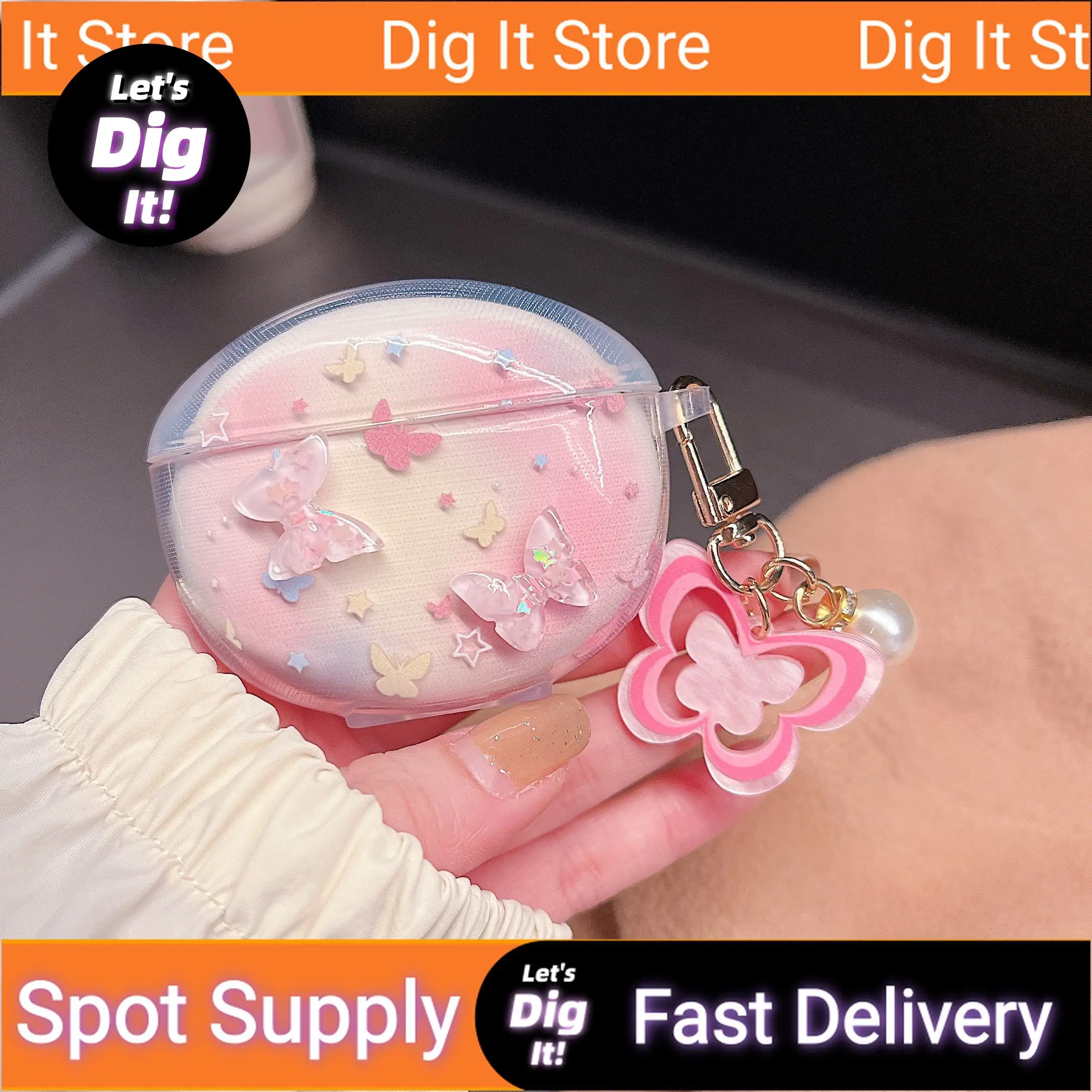 

For Redmi Buds 4 Active Case Soft Cute 3D Flower Jewelry Charm Case Wireless Earphone Protective Fade Transparent Cover