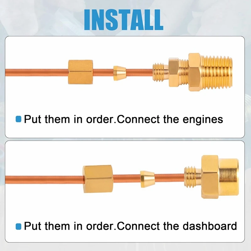 Smart-72 นิ้วเครื่องวัดความดันน้ํามันท่อชุดทองแดงหลอด 1/4 นิ้ว X 1/8 นิ้ว NPT, 1/8 นิ้ว NPT ชาย