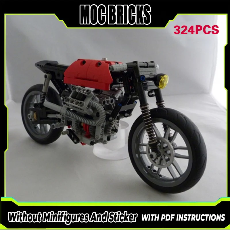 

City Car Model MOC Building Bricks Cafe Racer Style Motorcycle Modular Technology Gifts Holiday Assemble Children Toys Suit
