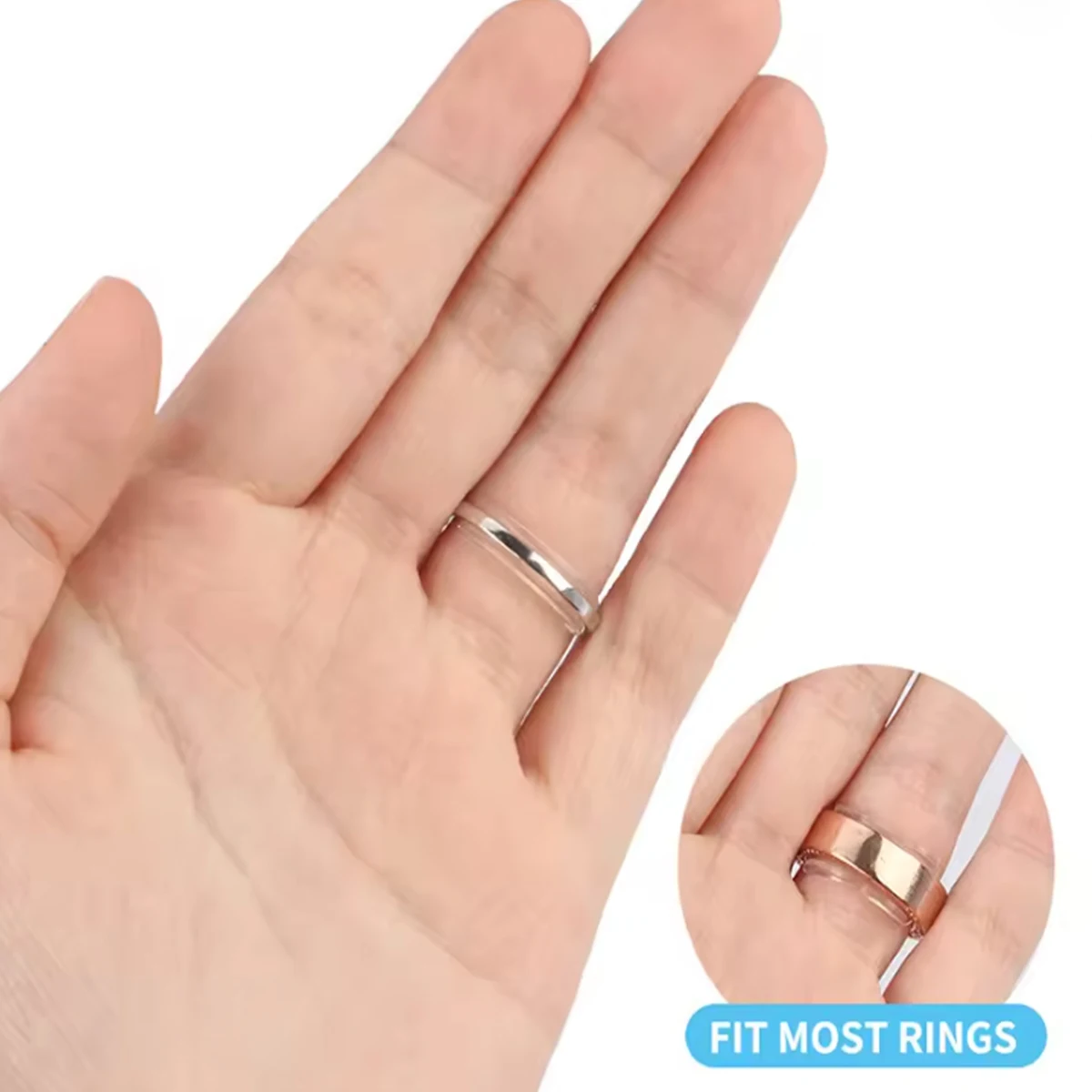 

8Pcs Invisible Clear Ring Size Adjuster Resizer with 8 Sizes Fixed Tightener Adjustment Cushion Jewelry Guard Spacer Tool