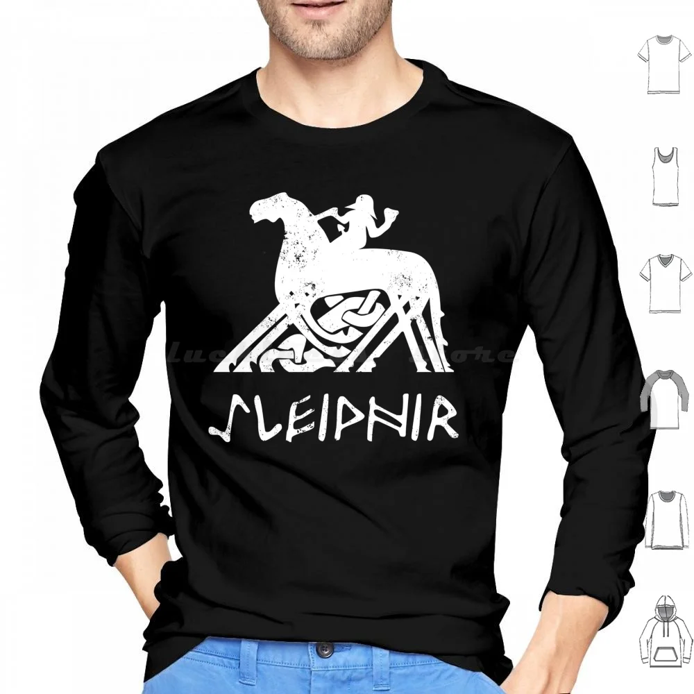 Sleipnir Hoodie cotton Long Sleeve Sleipnir Odin Viking Nordic Mythology Rune Runestone Valhalla