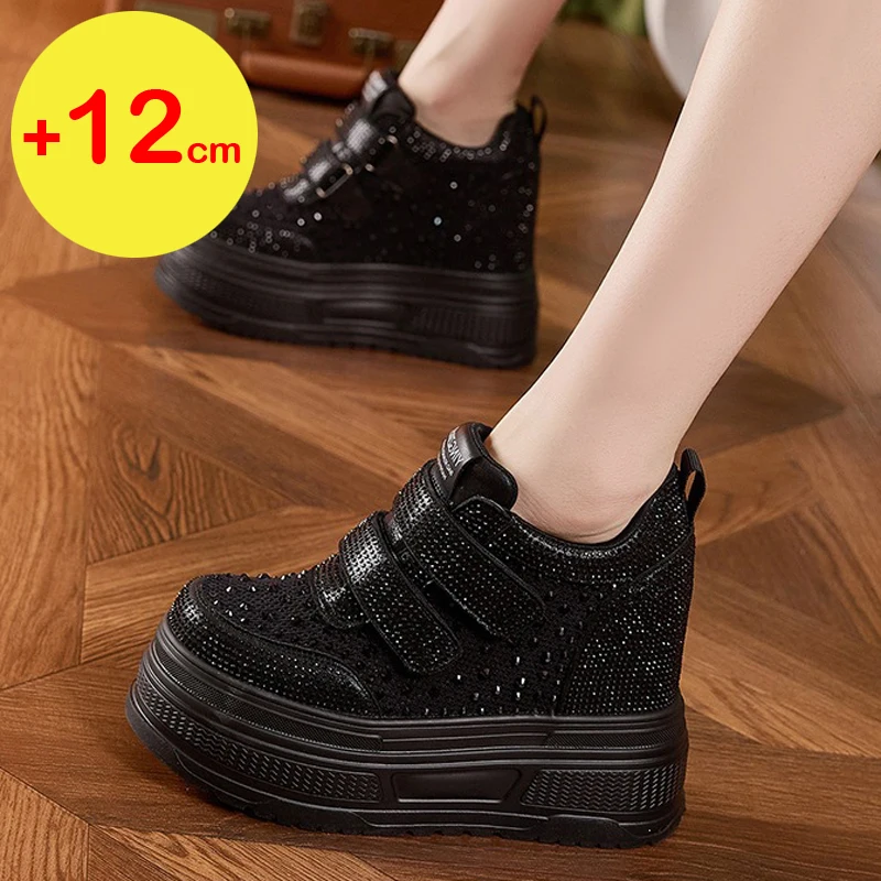 Thick Soled White Shoes for Women Summer New Versatile Breathable Hollow Mesh Casual Shoes 12CM Height Increasing Women's Shoes view 6