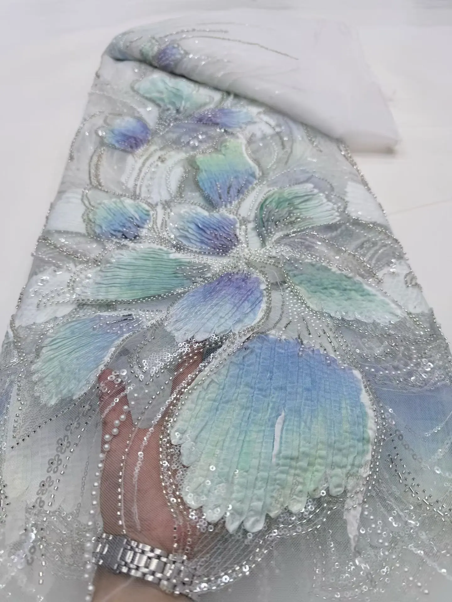 

Latest African Lace Fabric 2026 High Quality,Fabrics By The Meters,Sequin,Tulle,Wedding Dresses,Embroidery,Mesh,Cloth,5 Yards