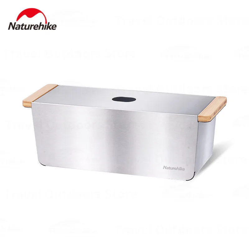 

Naturehike Stainless Steel Storage Box Outdoor Tableware Seasoning Box Bottom Drain Portable Camp Food Fresh Box For IGT Table