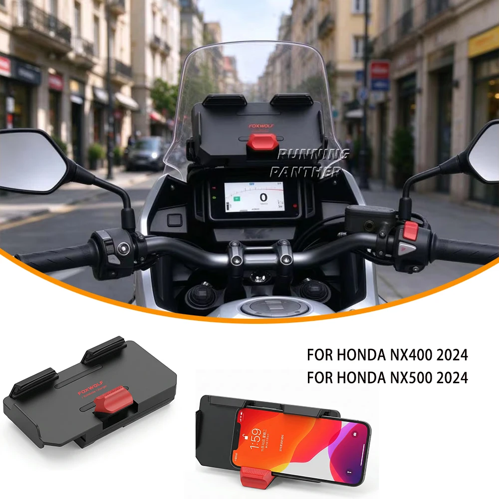 Motorcycle Phone Mount Three-Claw Phone Holder Anti-Shake Waterproof Secure Lock Bracket For Honda NX400 NX500 2024