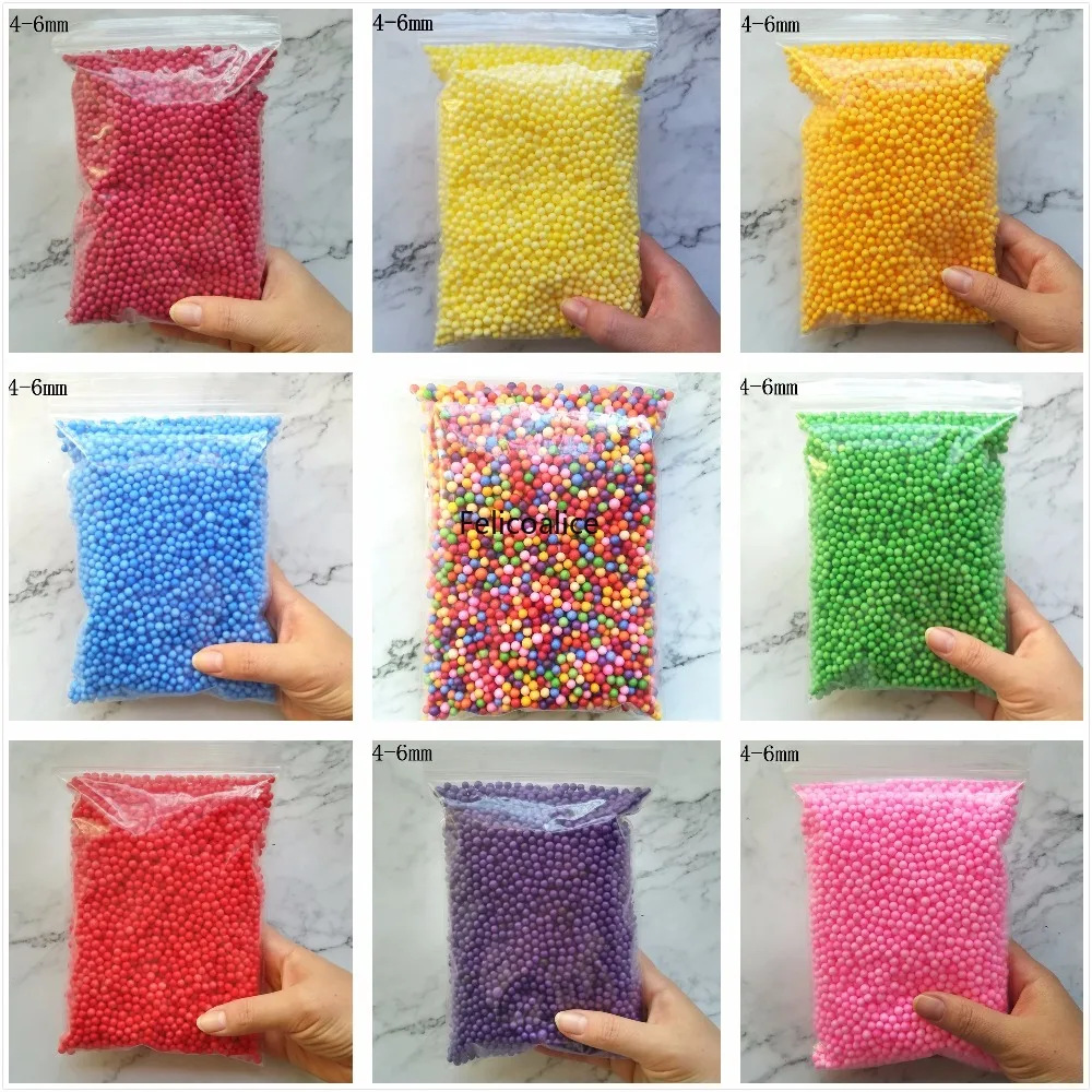 4-6mm 13g Rainbow Assorted Color Polystyrene Styrofoam Filler Foam Mini Beads Balls For Slime Filler DIY Decoration Accessories