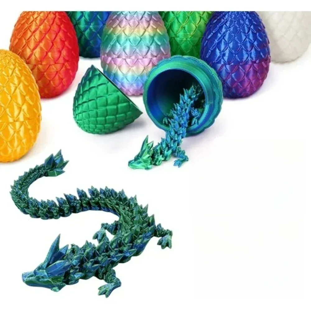 Juego de huevos de dragón con estampado 3D de 22cm, 8,5 cm, juguetes de dragón con piedras preciosas, dragón de cristal completamente articulado, juguete sorpresa coleccionable