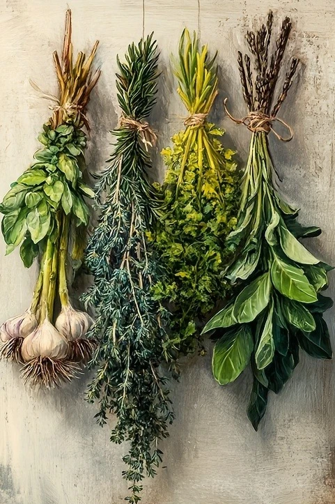 2D Flat,Vintage Metal Sign Watercolor Herb Botanical Wall Art Decor Kitchen Farmhouse Bar Home Gift