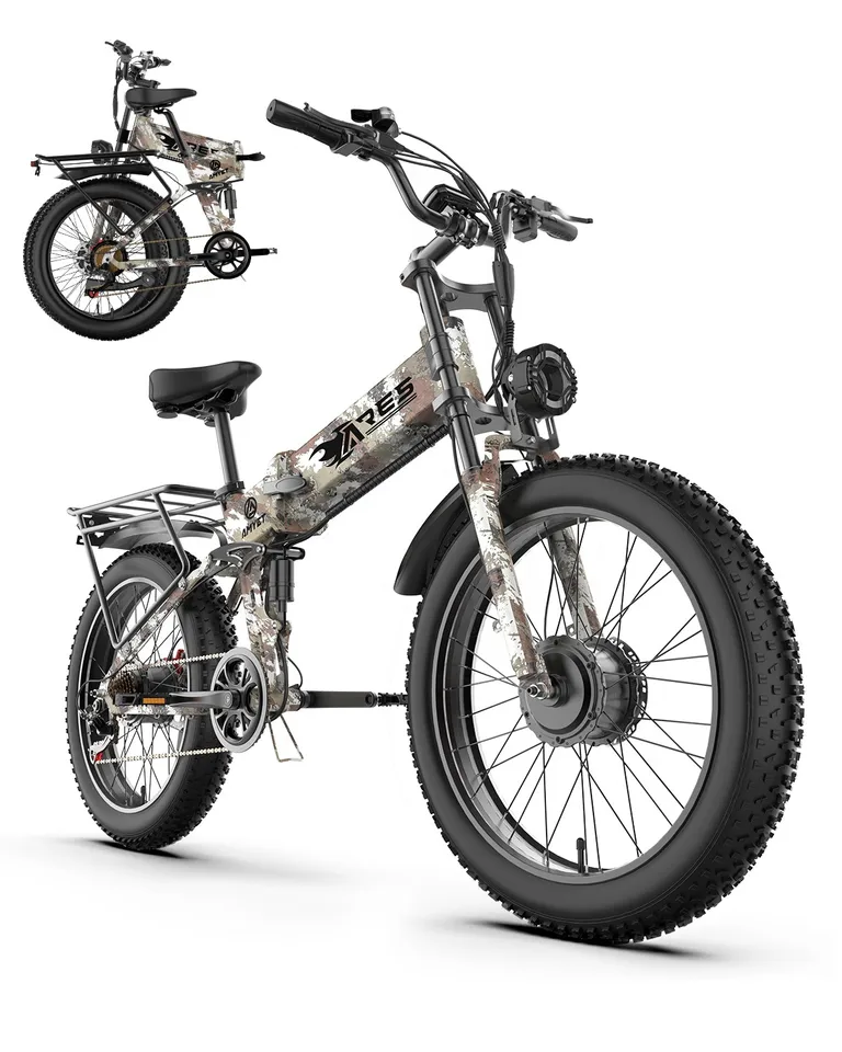 Electric Bike 2000W 52V 25AH AWD Dual Motor 24" Fat Tire Folding Camping image 3