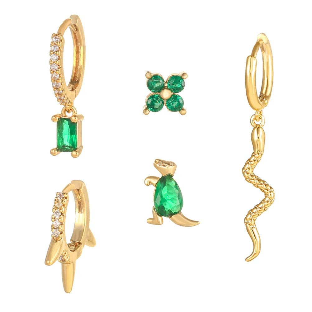 

5Pcs Animal Earrings Set Simple Hoop Earrings Ear Studs Pierced Jewelry Elegant Accessories for Stage Casual Party