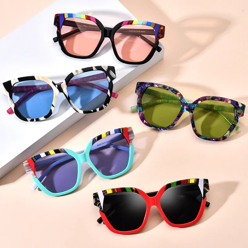 Niche literary cat-eye square sunglasses polarized UV400 men retro personality driving colored glasses match multi-colored women