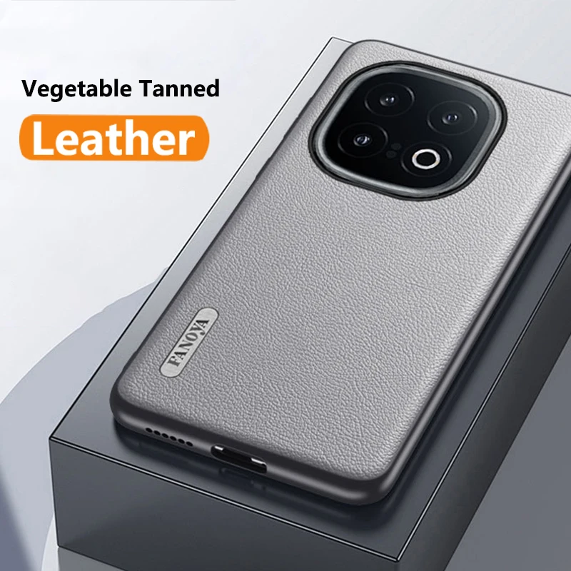 Leather Case for vivo iQOO 13 5G iQ00 Vegetable Tanning Silicone Protection Hard Shockproof Phone Cover vivoiQOO13 V2408A Shell