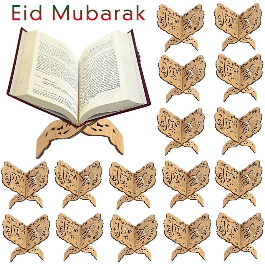 Eid Mubarak Book Stand Holder Wooden Bible Stand Kuran Quran Book Reading Shelf For Islamic Muslim Party Decor Eid Gift Al-Fitr