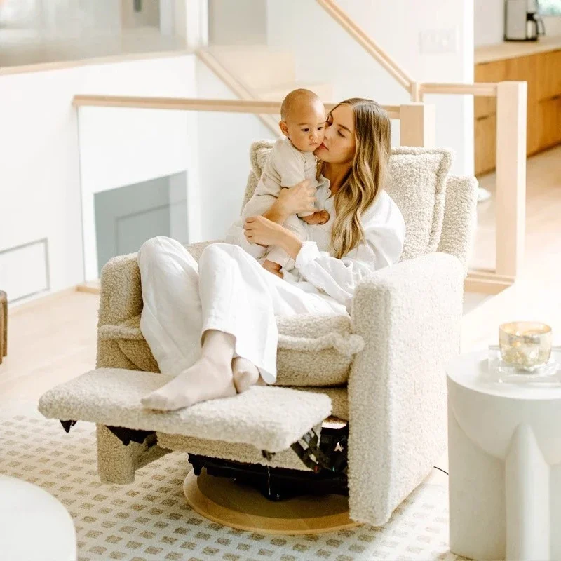 Removable & Washable Zero Gravity Electric Sofa - Single 360° Rotation Auto-Retractable Rocking Chair with Baby Mode
