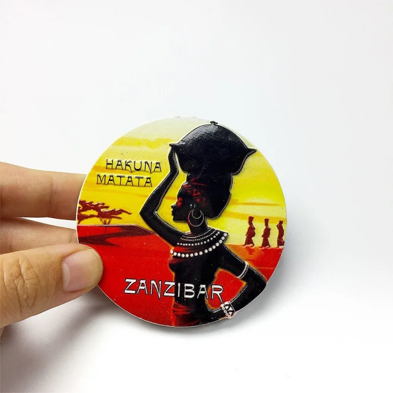 

Zanzibar Tanzania Baobab Tree Scenery 3D Resin Fridge Magnet - Local Woman Headdress Decor Imanes Nevera Home Decor Items