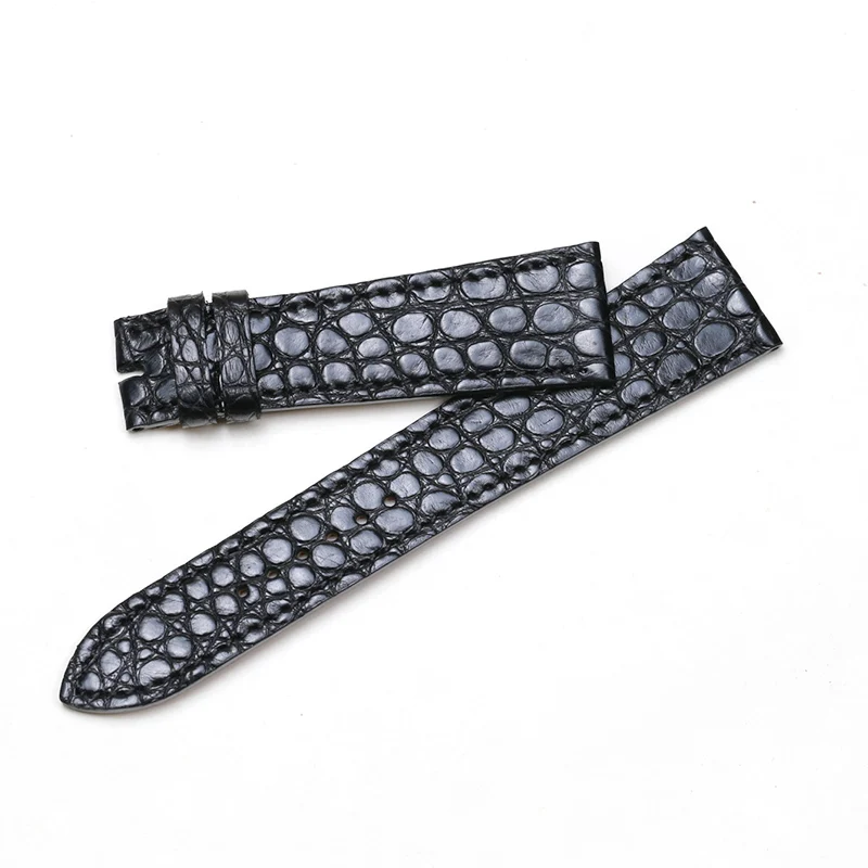 SAUPPO 21mm Watch Strap Superior Quality Alligator Leather Black Suitable for Hermes Watch Belt Round Grain High Quality