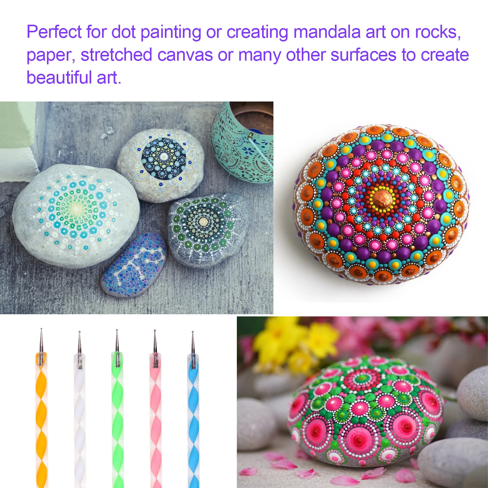 44 Piece Mandala Dotting Tools DIY Painting Stencils Ball Palette Paint Brushes Multifunction Embossing Dot Kit for Canvas Rocks