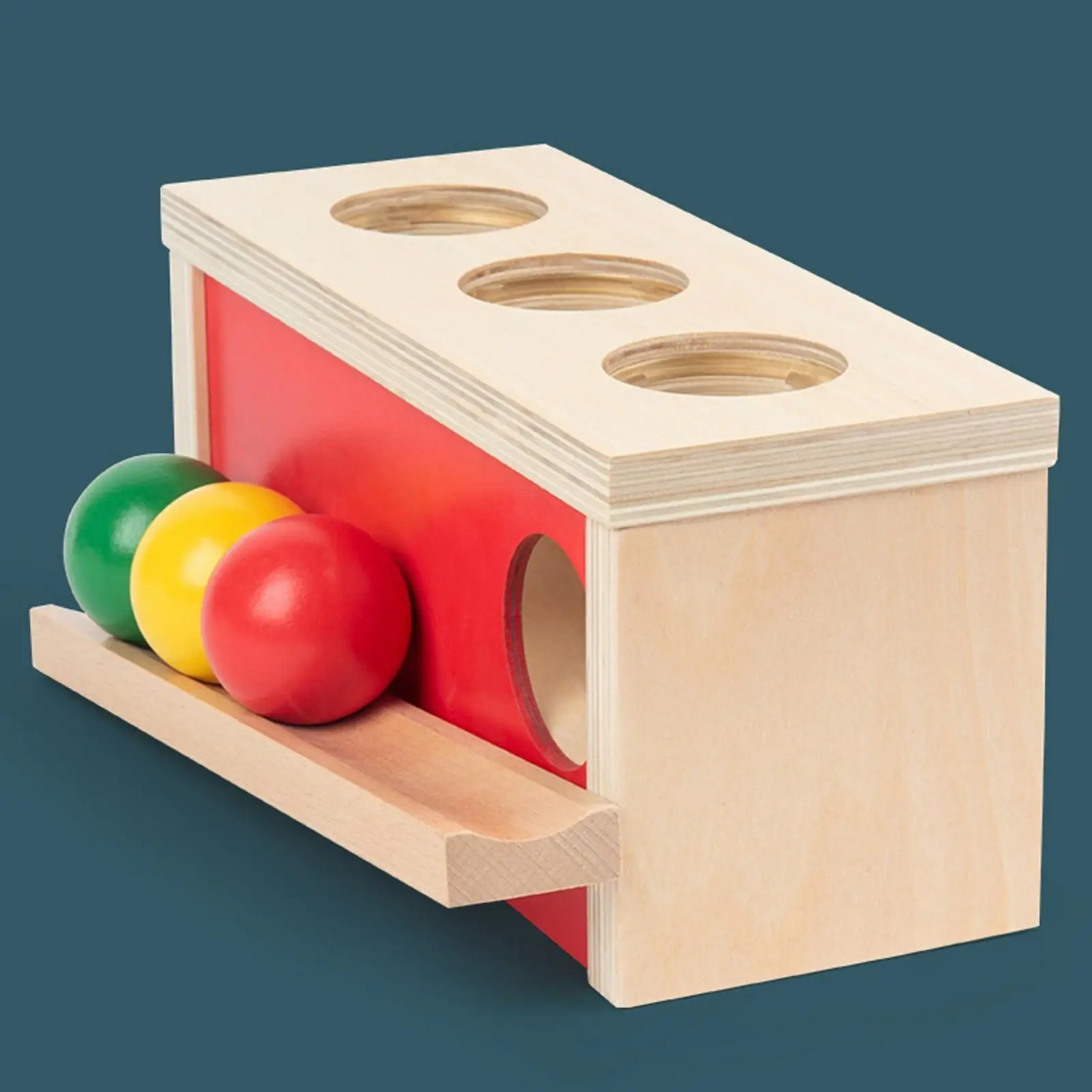 Wooden Object Permanence Box, Infant Development Ball Drop Toys Knocking for Preschool Toddlers Wooden Object Permanence Box, Infant Development Ball Drop Toys Knocking for Preschool Toddlers