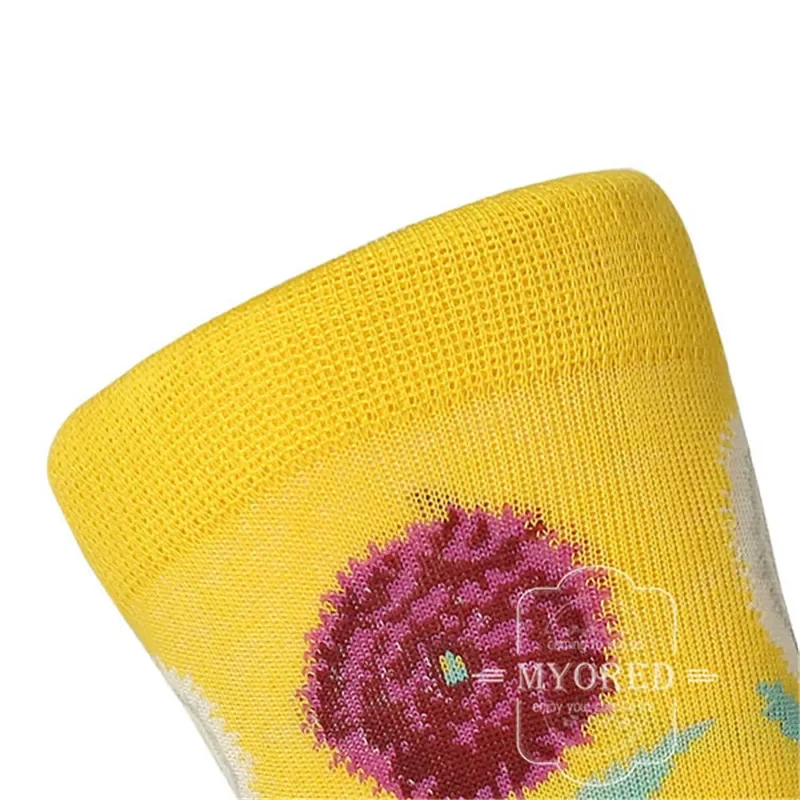 MYORED 1 pair drop shipping women socks christmas gift short socks colorful flower pattern harajuku creative funny gift socks