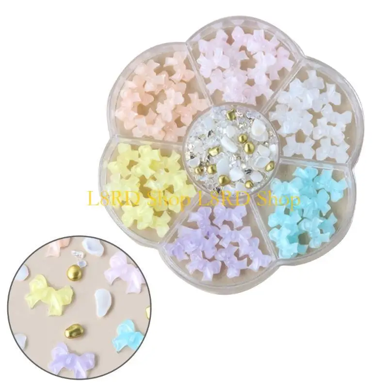 L8RD BOW 네일 아트 장식 아크릴 네일 데칼 네일 아트 디자인 보석 헤어 클립 제작을위한 젤 네일 스티커