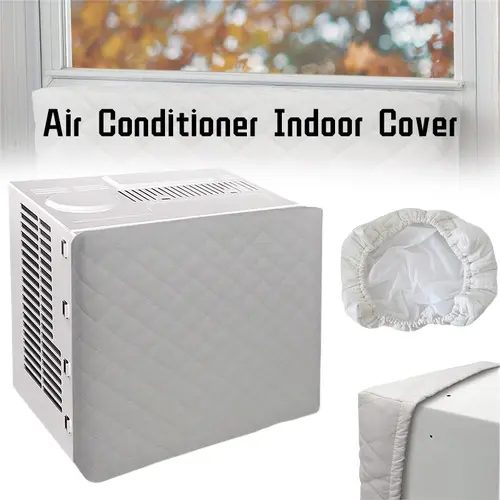 Winter Window Indoor Air Conditioner Cover White Inside Window Ac Unit Protection Cover with Elastic Straps Insulation Defender - Image 2