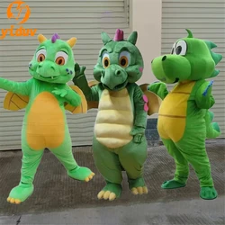 Green Dinosaur Cartoon Mascot Costume Grass Green Dragon Adult Kids Walking Animation Performance Character Headgear Doll Cloth
