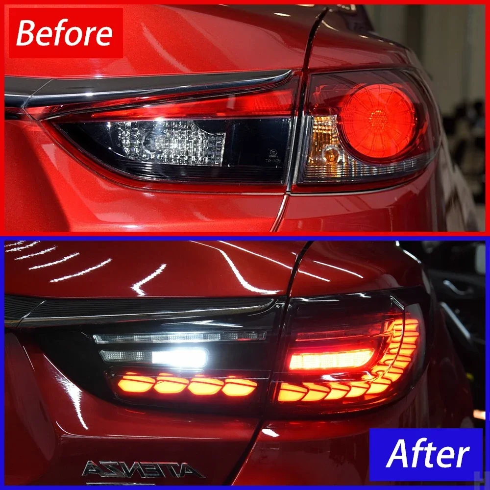 Модифицированные автомобильные задние фонари в сборе для Mazda Atenza 2014-2019, светодиодный автоматический задний фонарь, обновленный динамический дизайн с чешуей дракона, аксессуары