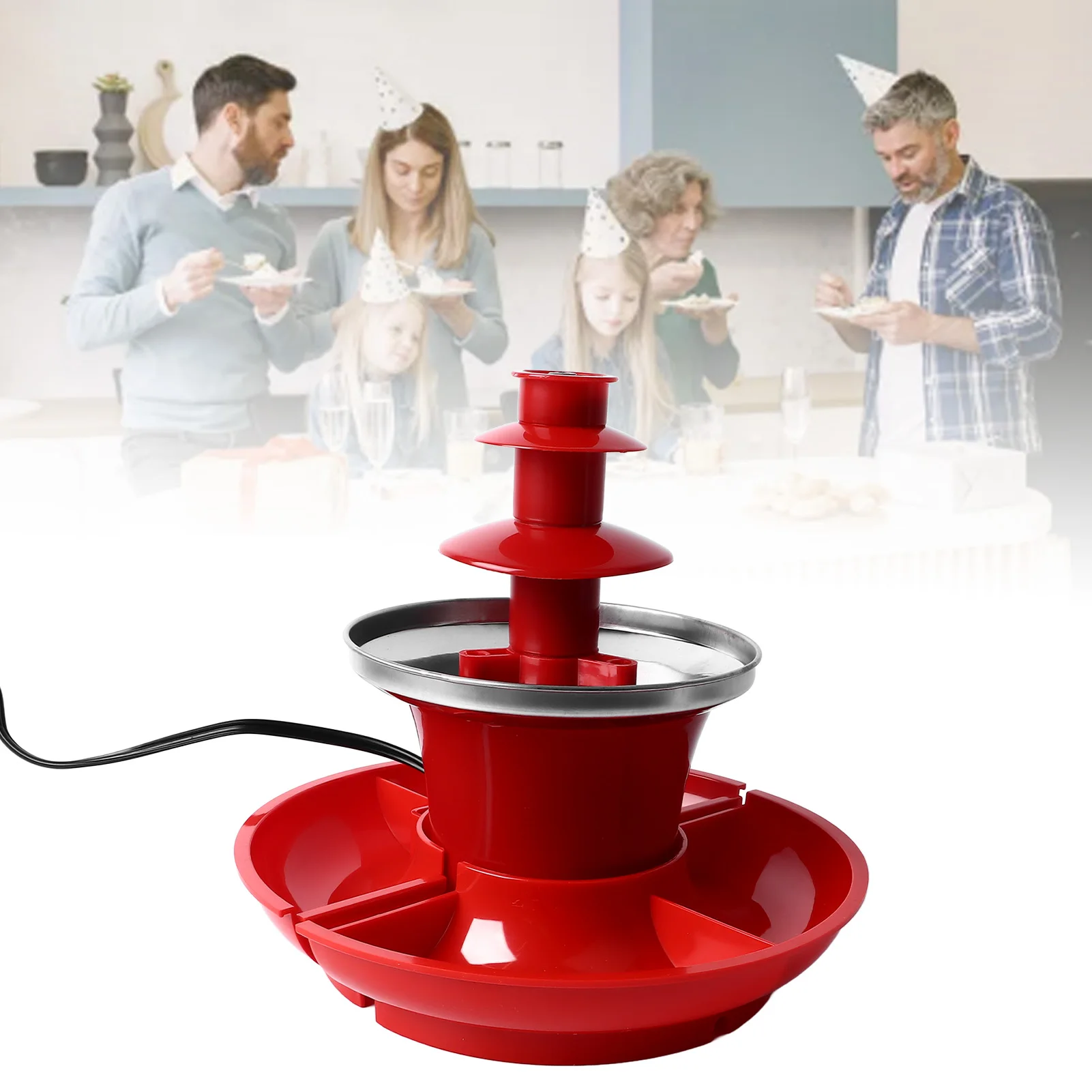 Chocolate Fountain High Capacity Stainless Steel Detachable Plate Three Layer US Plug 110 Chocolate Fountain Machine for Party