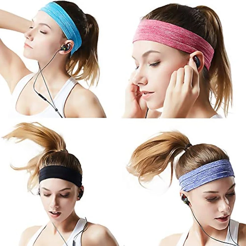 Bandas de sudor de entrenamiento para la cabeza para mujer, bandas de pelo deportivas para el cabello para mujer, antideslizantes, diadema absorbente de humedad para correr