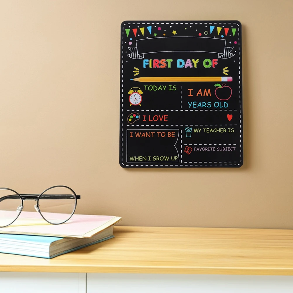 

2pcs First Day Of Chalkboard Sign Double Sided Reusable Waterproof Wood Back To School Board For Kindergarten Preschool Student