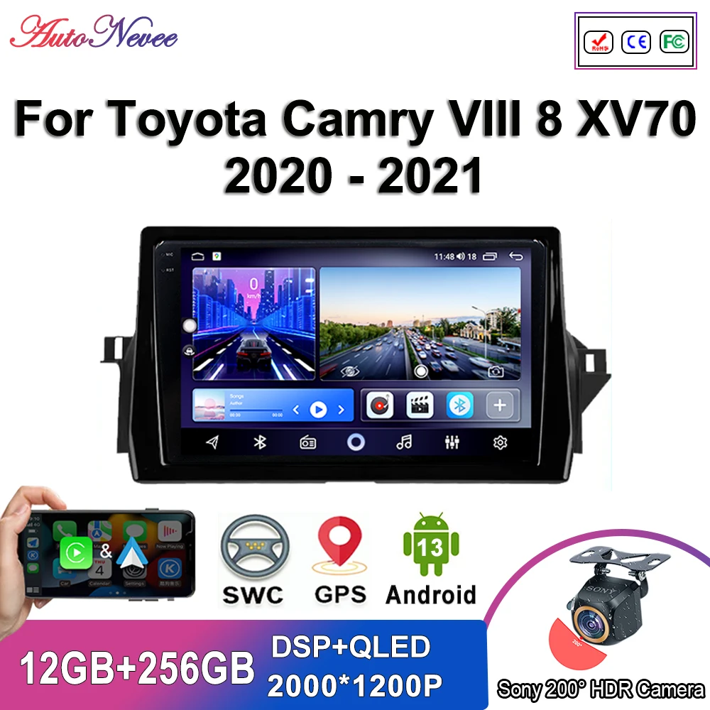 

Android 13 Multimedia For Toyota Camry VIII 8 XV70 2020 - 2021 Car Player GPS Stereo Navigation Auto Radio Screen No 2Din WIFI